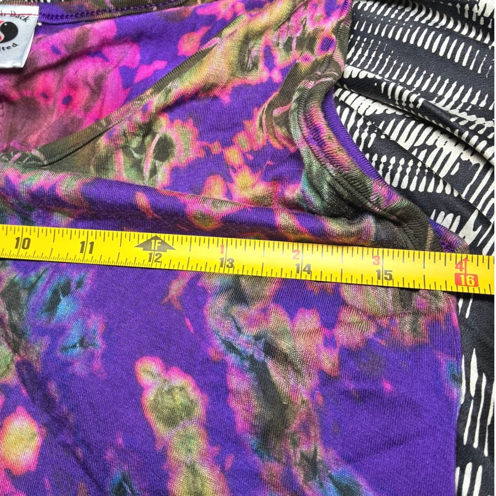 Flashback Tie Dye Sleeveless Dress Handkerchief Hem Boho Hippie Festival Purple - Picture 5 of 7